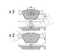 METELLI Pastiglie Freno Bremsbelegsatz Frontale per BMW X3 3er Cabriolet