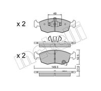 METELLI Pastiglie Freno Bremsbelegsatz Frontale per Fiat Panda Lancia Ypsilon