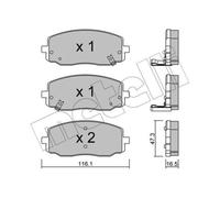 METELLI Pastiglie Freno Bremsbelegsatz Frontale per Hyundai i10 Kia Picanto