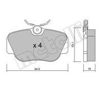 METELLI Pastiglie Freno Bremsbelegsatz Frontale per Mercedes-Benz 190