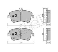METELLI Pastiglie Freno Bremsbelegsatz Frontale per Mercedes Benz C Class