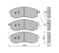 METELLI Pastiglie Freno Bremsbelegsatz Frontale per Mitsubishi L 200