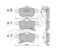 METELLI Pastiglie Freno Bremsbelegsatz Frontale per Opel Meriva Zafira B