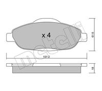 METELLI Pastiglie Freno Bremsbelegsatz Frontale per Peugeot 308 Sw I