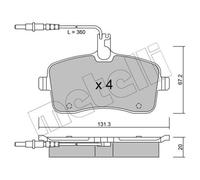 METELLI Pastiglie Freno Bremsbelegsatz Frontale per Peugeot 407 Nero