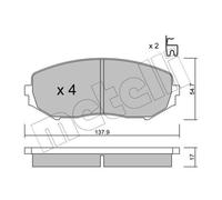 METELLI Pastiglie Freno Bremsbelegsatz Frontale per Suzuki Grand Vitara II