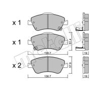METELLI Pastiglie Freno Bremsbelegsatz Frontale per Toyota Auris Corolla Berlina