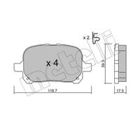 METELLI Pastiglie Freno Bremsbelegsatz Frontale per Toyota Camry Lexus Rx Esso