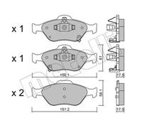 METELLI Pastiglie Freno Bremsbelegsatz Frontale per Toyota Yaris / Vios