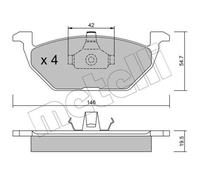 METELLI Pastiglie Freno Bremsbelegsatz Frontale per VW Golf IV Audi A3 Leon