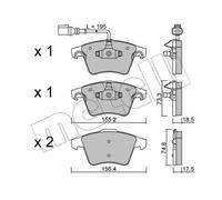 METELLI Pastiglie Freno Bremsbelegsatz Frontale per VW Vans V Bus Multivan
