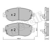 METELLI Pastiglie Freno Bremsbelegsatz Frontale Sistema Akebono per Lexus Is I