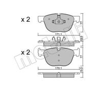 METELLI Pastiglie Freno Bremsbelegsatz Frontale Sistema ATE - Teves per BMW X5