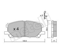 METELLI Pastiglie Freno Bremsbelegsatz Frontale Sistema Sumitomo per Lexus Rx