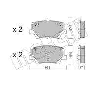 METELLI Pastiglie Freno Bremsbelegsatz Posteriore Adatto A per Volvo XC40