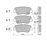 METELLI Pastiglie Freno Bremsbelegsatz Posteriore per Kia Soul Hyundai Sonata V