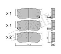 METELLI Pastiglie Freno Bremsbelegsatz Posteriore per Ssangyong Rexton Rodius II