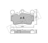 METELLI Pastiglie Freno Bremsbelegsatz Posteriore per VW Touareg Audi Q7 Cayenne