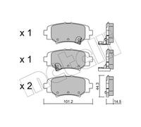 METELLI Pastiglie Freno Bremsbelegsatz Posteriore Sistema Akebono per Mazda 3