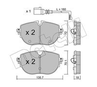 METELLI Pastiglie Freno Kit Freni a Disco per VW Multivan VI Sgf Sgm