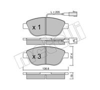 METELLI Pastiglie Frontale per Fiat Stilo Bravo II Lancia Delta III Combo Tour