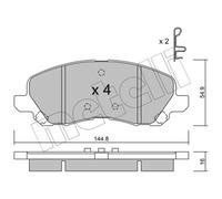 METELLI Pastiglie Frontale per Mitsubishi Lancer VII ASX Jeep Patriot Compass