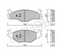 METELLI Pastiglie Frontale per VW Passat Berlina Jetta II Seat Cordoba Ibiza