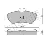METELLI Pastiglie Posteriore per Mercedes-Benz Sprinter 3-T Scatola VW Crafter