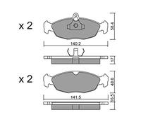 metelligroup 22-0077-0 Pastiglie Freno Anteriori E Posteriori, Made in Italy, Pezzo di Ricambio per Auto/Automobile, Kit da 4 Pezzi, Certificate ECE R90, Prive di Rame