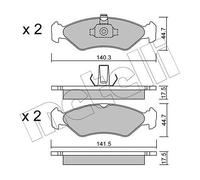 metelligroup 22-0088-0 Pastiglie Freno anteriori, Made in Italy, Pezzo di Ricambio per Auto / Automobile, Kit da 4 Pezzi, Certificate ECE R90, Prive di Rame