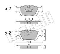metelligroup 22-0124-0 Pastiglie Freno anteriori, Made in Italy, Pezzo di Ricambio per Auto / Automobile, Kit da 4 Pezzi, Certificate ECE R90, Prive di Rame
