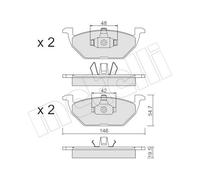 metelligroup 22-0211-1 Pastiglie Freno Anteriori E Posteriori, Made in Italy, Pezzo di Ricambio per Auto/Automobile, Kit da 4 Pezzi, Certificate ECE R90, Prive di Rame