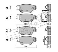 metelligroup 22-0259-0 Pastiglie Freno Anteriori E Posteriori, Made in Italy, Pezzo di Ricambio per Auto/Automobile, Kit da 4 Pezzi, Certificate ECE R90, Prive di Rame