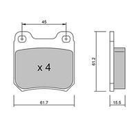 metelligroup 22-0275-0 Pastiglie Freno posteriori, Made in Italy, Pezzo di Ricambio per Auto / Automobile, Kit da 4 Pezzi, Certificate ECE R90, Prive di Rame