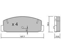 metelligroup 22-0302-1 Pastiglie Freno posteriori, Made in Italy, Pezzo di Ricambio per Auto / Automobile, Kit da 4 Pezzi, Certificate ECE R90, Prive di Rame