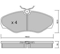 metelligroup 22-0338-2 Pastiglie Freno Anteriori E Posteriori, Made in Italy, Pezzo di Ricambio per Auto/Automobile, Kit da 4 Pezzi, Certificate ECE R90, Prive di Rame