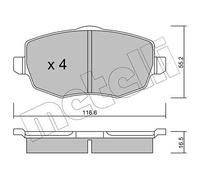 metelligroup 22-0528-0 Pastiglie Freno Anteriori E Posteriori, Made in Italy, Pezzo di Ricambio per Auto/Automobile, Kit da 4 Pezzi, Certificate ECE R90, Prive di Rame
