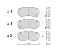 metelligroup 22-0725-0 Pastiglie Freno Anteriori E Posteriori, Made in Italy, Pezzo di Ricambio per Auto/Automobile, Kit da 4 Pezzi, Certificate ECE R90, Prive di Rame
