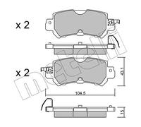 Kit Pastiglie Freno Freno A Disco Metelli 22-0970-0 per Mazda Assale Posteriore