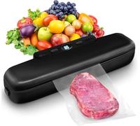 MeteMake Sottovuoto automatico per alimenti, sigillatura sottovuoto one-touch per la conservazione di alimenti secchi e umidi, macchina sottovuoto compatta (Nero puro)