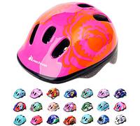 Meteor Casco Bici Ideale per Bambini e Adolescenti Caschi Perfetto per Downhill Ciclismo MTB Scooter Helmet Ideale per Tutte Le Forme di attività in Bicicletta MV6-2 (XS (44-48 cm), BIG FLOWER)