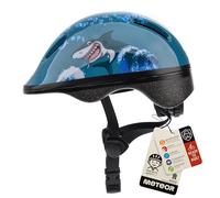 meteor Casco Bici Ideale per Bambini Caschi Perfetto per Downhill Enduro Ciclismo MTB Scooter Helmet Ideale per Tutte Le Forme di attività in Bicicletta Helmo KS06 (XS 44-48 cm, baby shark)