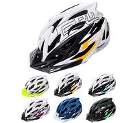 meteor Casco Bici Ideale per Giovani e Adulti Caschi Perfetto per Downhill Enduro Ciclismo MTB Scooter Ideale per Tutte Le Forme di attività in Bicicletta Gruver (M(55-58 cm), Bianco/Nero/Arancione)