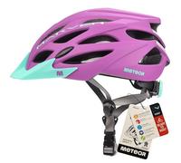 Meteor Casco Bici per Giovani e Adulti Donna e Uomo Caschi per Downhill Enduro Ciclismo MTB Helmet Ideale per Tutte Le Forme di attività in Bicicletta Marven (L(58-61cm), Viola/menta)