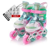 meteor Pattini 4 in 1 Regolabili - per Bambini - Multifunzionali Tri-Skate Roller Inline per Principianti - Regolazione a 4 Misure - Stabili e Confortevoli