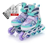 meteor Pattini 4 in 1 Regolabili - per Bambini - Multifunzionali Tri-Skate Roller Inline per Principianti - Regolazione a 4 Misure - Stabili e Confortevoli