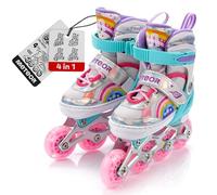 meteor Pattini 4 in 1 Regolabili - per Bambini - Multifunzionali Tri-Skate Roller Inline per Principianti - Regolazione a 4 Misure - Stabili e Confortevoli