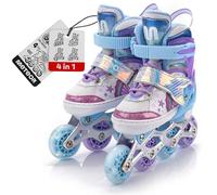 meteor Pattini 4 in 1 Regolabili - per Bambini - Multifunzionali Tri-Skate Roller Inline per Principianti - Regolazione a 4 Misure - Stabili e Confortevoli