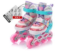 meteor Pattini 4 in 1 Regolabili - per Bambini - Multifunzionali Tri-Skate Roller Inline per Principianti - Regolazione a 4 Misure - Stabili e Confortevoli