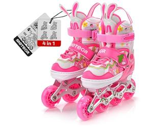 meteor Pattini 4 in 1 Regolabili - per Bambini - Multifunzionali Tri-Skate Roller Inline per Principianti - Regolazione a 4 Misure - Stabili e Confortevoli